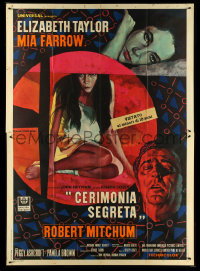 5b0281 SECRET CEREMONY Italian 2p 1969 Elizabeth Taylor, Mia Farrow, Mitchum, Ermanno & Iaia art!