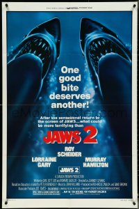 5b1152 JAWS 2 1sh R1980 Roy Scheider, one good bite deserves another, what could be more terrifying!