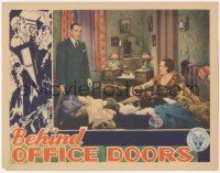 5b0789 BEHIND OFFICE DOORS LC 1931 Ricardo Cortez stares at Mary Astor sitting on messy bed, rare!