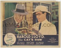 5b0795 CAT'S PAW LC 1934 Harold Lloyd in pith helmet shows box of gold coins to George Barbier!