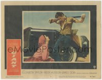 5b0821 GIANT LC #6 1956 classic c/u of Liz Taylor kneeling before James Dean w/ rifle on shoulders!