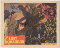 5b0845 LOST SQUADRON LC 1932 c/u of Joel McCrea in aviator gear pointing gun at Richard Dix!