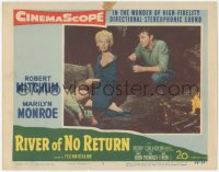 5b0866 RIVER OF NO RETURN LC #6 1954 Robert Mitchum behind sexy Marilyn Monroe & Tommy Rettig!