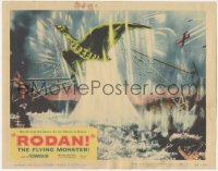 5b0868 RODAN LC #8 1957 Sora no Daikaiju Radon, great image of the monster flying through bridge!