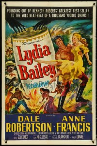 5b1195 LYDIA BAILEY 1sh 1952 Dale Robertson & Anne Francis dance to the beat of voodoo drums!