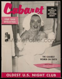 5b0634 CABARET vol 1 no 3 magazine July 1955 great c/u of sexy Marilyn Monroe naked in bubble bath!