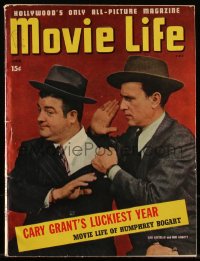 5b0656 MOVIE LIFE magazine June 1943 Abbott & Costello cover, Cary Grant's luckiest year, Bogart!