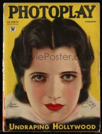 5b0659 PHOTOPLAY magazine February 1934 great cover art of beautiful Kay Francis by Earl Christy!