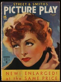 5b0660 PICTURE PLAY magazine October 1935 great cover art of Katharine Hepburn by Meredith Law!