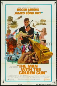 5b1203 MAN WITH THE GOLDEN GUN West Hemi 1sh 1974 McGinnis art of Roger Moore as James Bond!