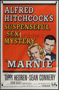 5b1206 MARNIE 1sh 1964 Sean Connery & Tippi Hedren in Hitchcock's suspenseful sex mystery!