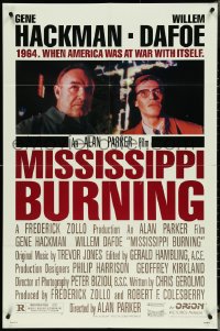 5b1216 MISSISSIPPI BURNING 1sh 1989 Alan Parker directed, Gene Hackman, Willem Dafoe, burning cross!