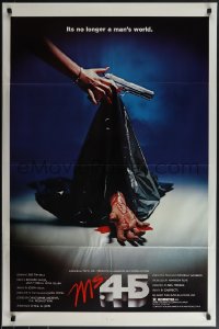 5b1222 MS. .45 1sh 1981 Abel Ferrara cult classic, cool body bag image and bloody hand!