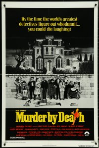 5b1223 MURDER BY DEATH 1sh 1976 Peter Sellers, great Charles Addams art of cast by dead body!