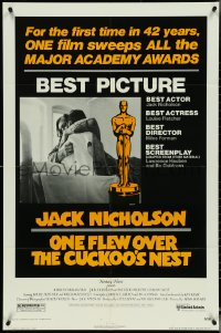 5b1250 ONE FLEW OVER THE CUCKOO'S NEST awards 1sh 1975 Nicholson & Sampson, Forman, Best Picture!