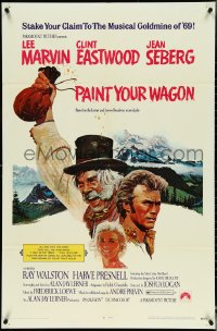 5b1255 PAINT YOUR WAGON 1sh 1969 Ron Lesser art of Clint Eastwood, Lee Marvin & Jean Seberg!