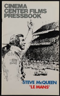 5b0594 LE MANS pressbook 1971 great different art of race car driver Steve McQueen, includes herald!