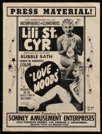 5b0596 LOVE MOODS pressbook 1952 incomparable & glamorous stripper Lili St. Cyr in the nude, rare!