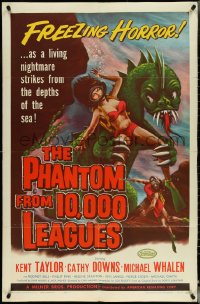 5b1261 PHANTOM FROM 10,000 LEAGUES 1sh 1956 classic art of monster & sexy scuba diver by Kallis!