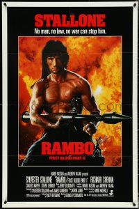 5b1276 RAMBO FIRST BLOOD PART II int'l 1sh 1985 no law, no war can stop Sylvester Stallone w/his RPG!