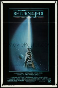 5b1279 RETURN OF THE JEDI 1sh 1983 Star Wars Episode VI, art of hands holding lightsaber by Reamer!