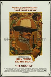 5b1306 SHOOTIST 1sh 1976 best Richard Amsel artwork of aging gunfighter John Wayne & cast!