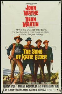 5b1312 SONS OF KATIE ELDER 1sh 1965 line up of John Wayne, Dean Martin & more + Martha Hyer!