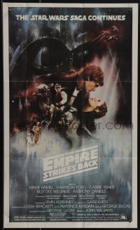 5b1408 EMPIRE STRIKES BACK 12x20 Topps poster 1981 GWTW art by Roger Kastel, w/original printed bag!