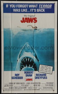 5b1409 JAWS 12x20 Topps poster 1981 Steven Spielberg, Roger Kastel art, w/original printed bag!