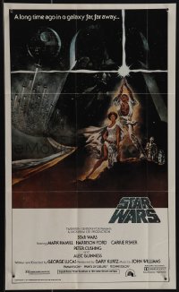 5b1410 STAR WARS 12x20 Topps poster 1981 great Tom Jung art, with the original printed bag!