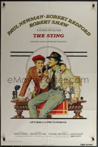 5b1317 STING 1sh 1974 artwork of con men Paul Newman & Robert Redford by Richard Amsel!