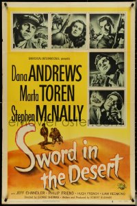 5b1330 SWORD IN THE DESERT 1sh 1949 Dana Andrews, their story is written in the burning sands!