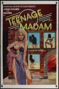 5b1336 TEENAGE MADAM 1sh 1977 John Holmes, sexy Chet Collom art, she had the best game in town!