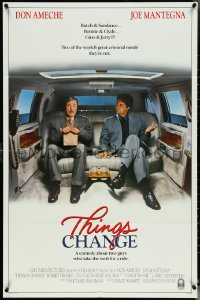 5b1341 THINGS CHANGE int'l 1sh 1988 great image of Joe Mantegna & Don Ameche in limousine!