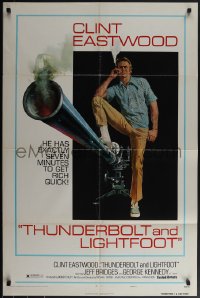 5b1342 THUNDERBOLT & LIGHTFOOT style C 1sh 1974 art of Clint Eastwood with HUGE gun by McGinnis!