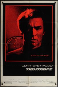 5b1344 TIGHTROPE 1sh 1984 tough Clint Eastwood is a cop on the edge, cool red image with handcuffs!