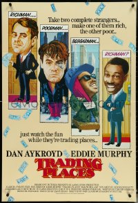 5b1351 TRADING PLACES int'l 1sh 1983 great different art of Dan Aykroyd & Eddie Murphy, rare!