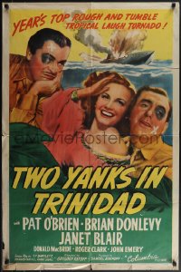 5b1355 TWO YANKS IN TRINIDAD 1sh 1942 sexy Janet Blair between beat up Pat O'Brien & Brian Donlevy!