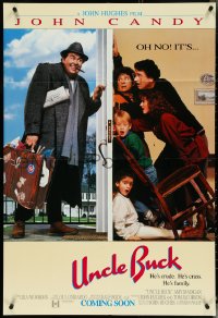 5b1356 UNCLE BUCK advance DS 1sh 1989 oh no, it's John Candy, Macaulay Culkin, John Hughes!