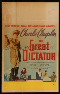 5b0347 GREAT DICTATOR WC 1940 Charlie Chaplin directs & stars, Goddard, wacky WWII comedy, rare!