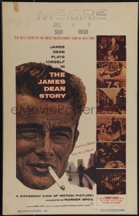 5b0356 JAMES DEAN STORY WC 1957 cool close up smoking artwork, was he a Rebel or a Giant?