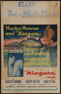 5b0368 NIAGARA WC 1953 classic art of giant sexy Marilyn Monroe on famous waterfall + added image!