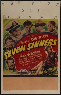 5b0376 SEVEN SINNERS WC 1940 Marlene Dietrich full-length + John Wayne & other top cast, very rare!