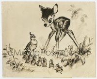 5b0551 BAMBI deluxe 10.25x12.5 still 1942 Disney cartoon, prince of the forest meets quail family!