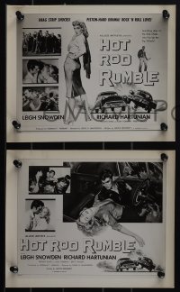 5b1685 HOT ROD RUMBLE 3 8x10 stills 1957 great images, sexy bad girl Leigh Snowden, all with artwork!