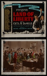 5b1624 LAND OF LIBERTY 8 color 8x10 stills 1939 Cecil B DeMille all-star documentary, w/ 1/2sh art!