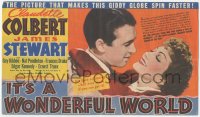 5b1425 IT'S A WONDERFUL WORLD herald 1939 great images of Jimmy Stewart & Claudette Colbert, rare!