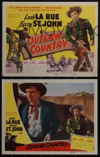 5b0698 OUTLAW COUNTRY 8 LCs 1948 Lash La Rue as twin brothers, one the law, one the outlaw, Fuzzy!