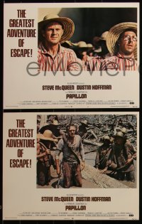 5b0700 PAPILLON 8 LCs 1974 great images of Steve McQueen & Dustin Hoffman w/prisoners!