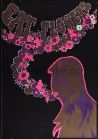 5c0340 EAT FLOWERS 20x29 Dutch commercial poster 1960s psychedelic Slabbers art of woman & flowers!